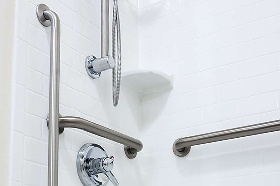 Safety rails and grab bars for showers.