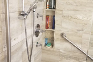 Pro Installed Grab Bars In Tiled Walk In Shower
