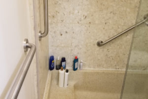 Three Grab Bars Installed In Walk In Shower