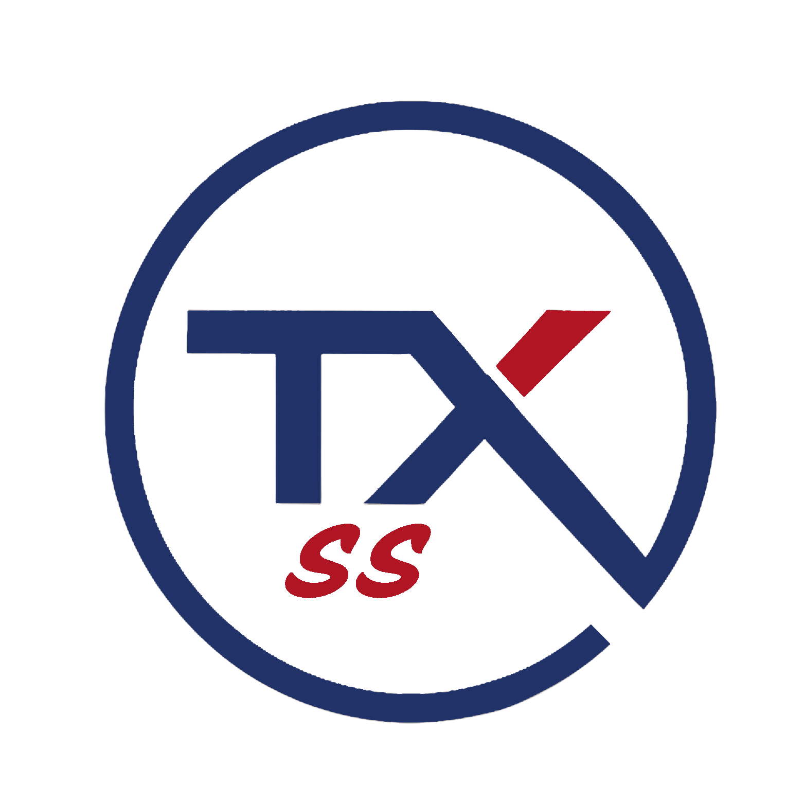 TX logo with blue and red colors